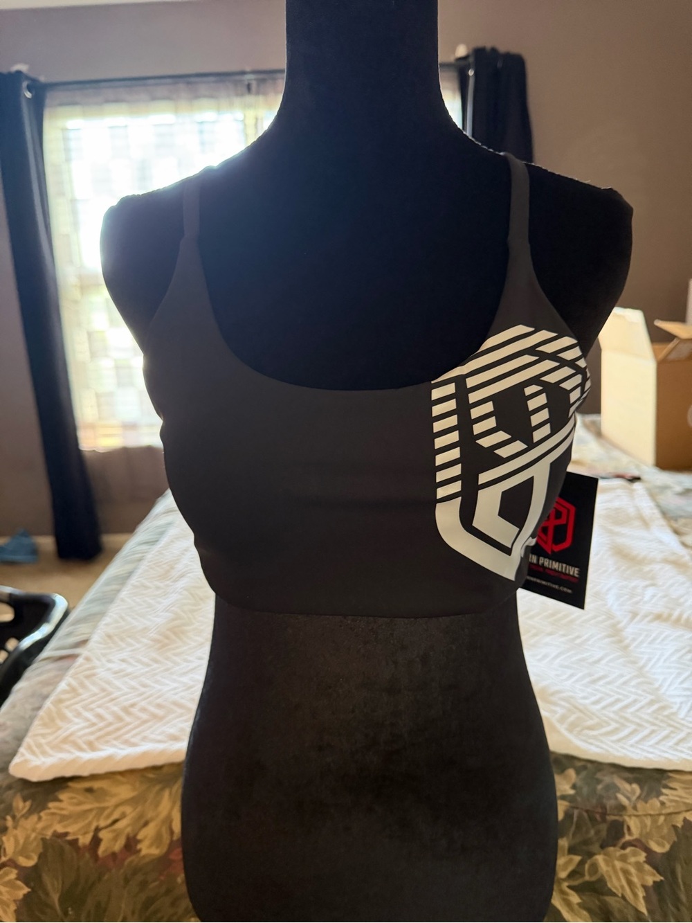 Born Primitive Black Sports Bra with White Graphic